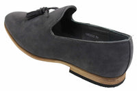 Mens Suede Loafers Driving Shoes Slip On Tassle Design Leather Line Black Comfort