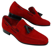 Mens Suede Loafers Driving Shoes Slip On Tassle Design Leather Smart Casual