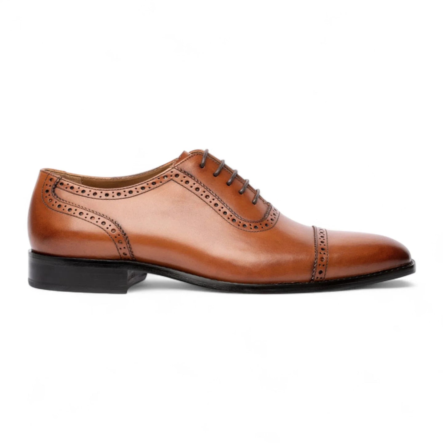 Pantofi Oxford bărbătești din piele maro-cenușie cu vârful acoperit