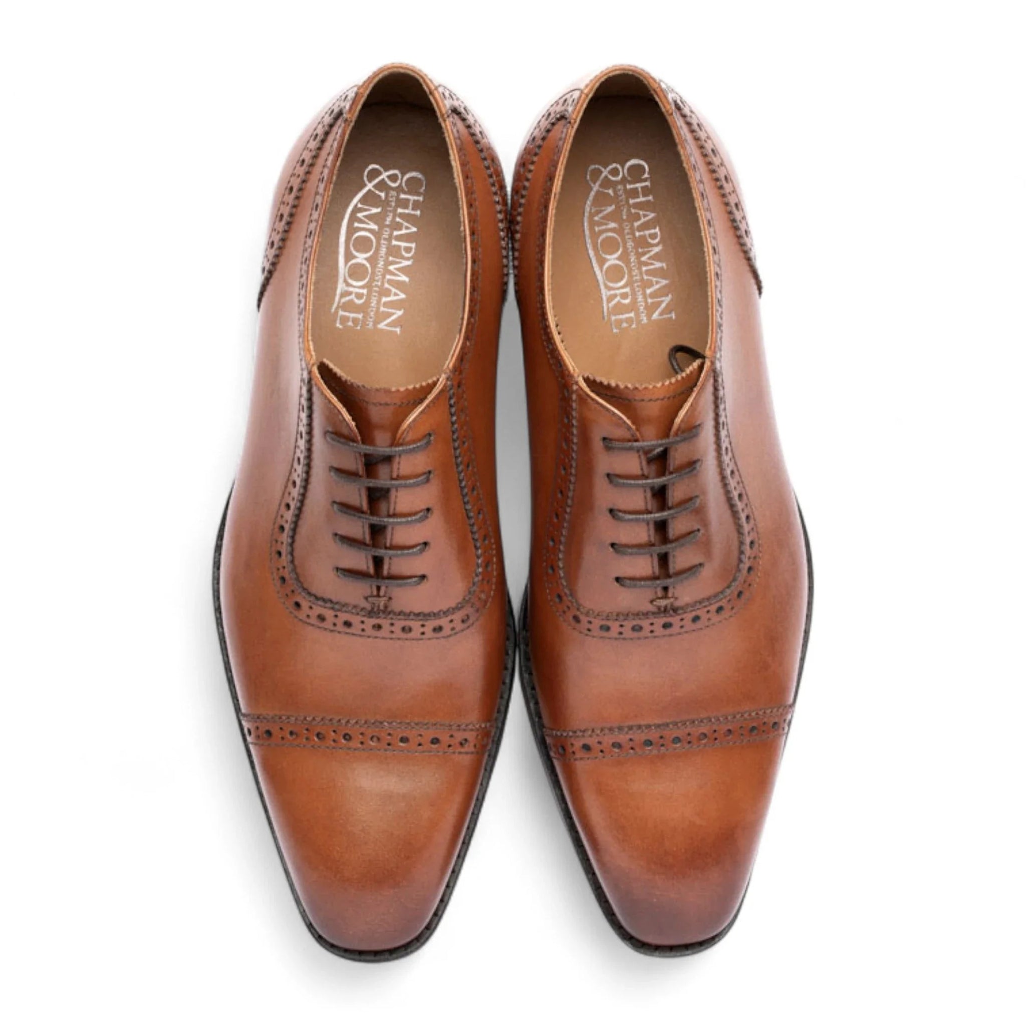 Pantofi Oxford bărbătești din piele maro-cenușie cu vârful acoperit