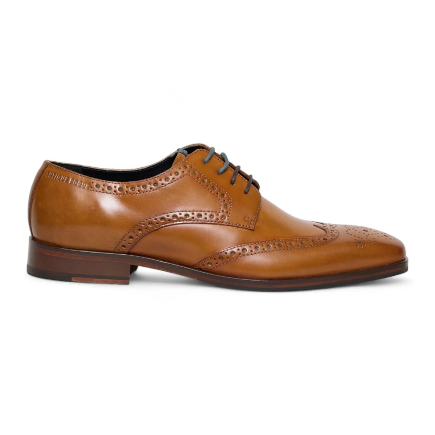 Pantofi brogue bărbătești din piele maro-cenușie, formali, cu șireturi, clasici