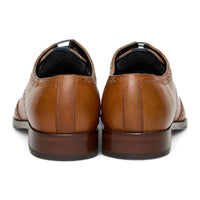 Pantofi brogue bărbătești din piele maro-cenușie, formali, cu șireturi, clasici