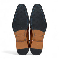 Pantofi brogue bărbătești din piele maro-cenușie, formali, cu șireturi, clasici