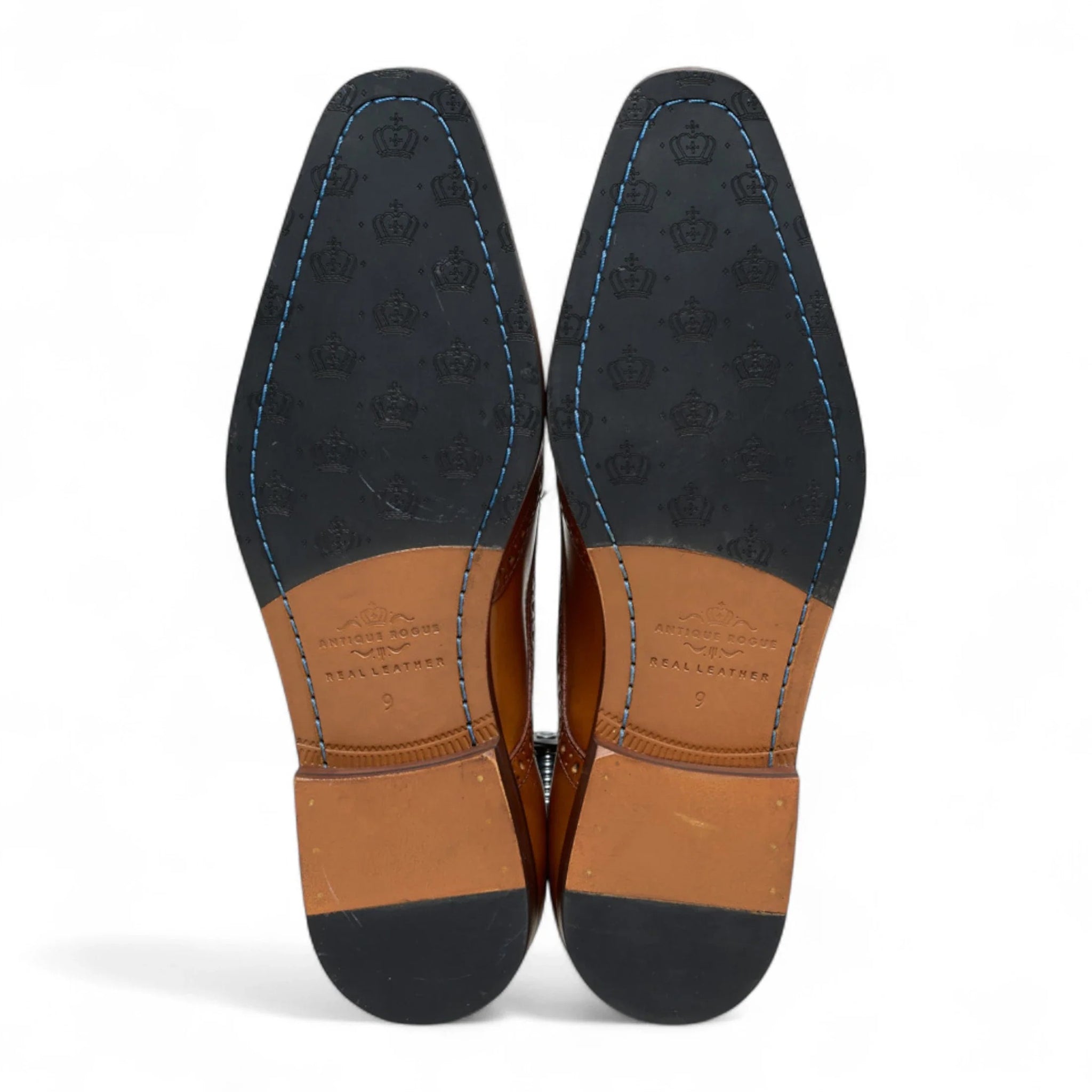 Pantofi brogue bărbătești din piele maro-cenușie, formali, cu șireturi, clasici