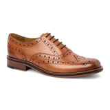 Pantofi Oxford Brogue cu vârfuri laterale din piele maro-cenușie pentru bărbați