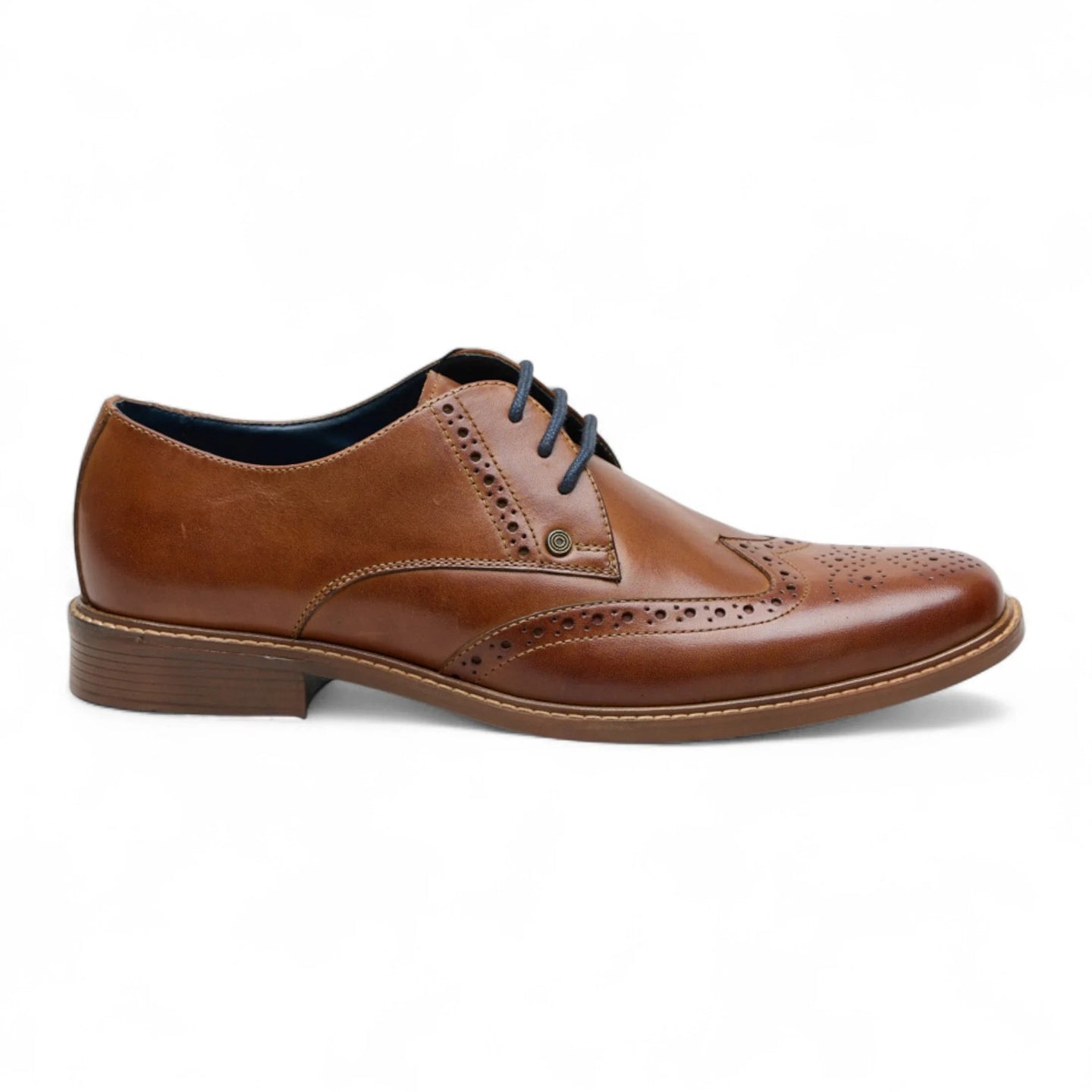 Pantofi eleganți Oxford Brogue pentru bărbați, din piele, maro deschis, cu vârfuri laterale