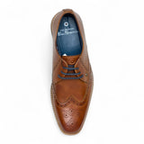 Pantofi eleganți Oxford Brogue pentru bărbați, din piele, maro deschis, cu vârfuri laterale