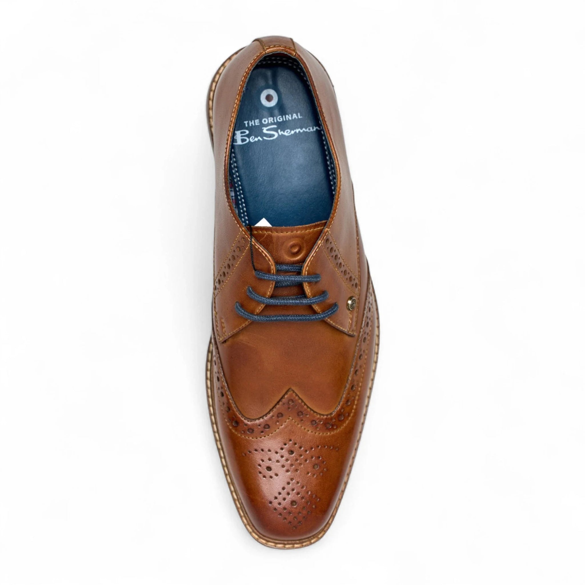 Pantofi eleganți Oxford Brogue pentru bărbați, din piele, maro deschis, cu vârfuri laterale