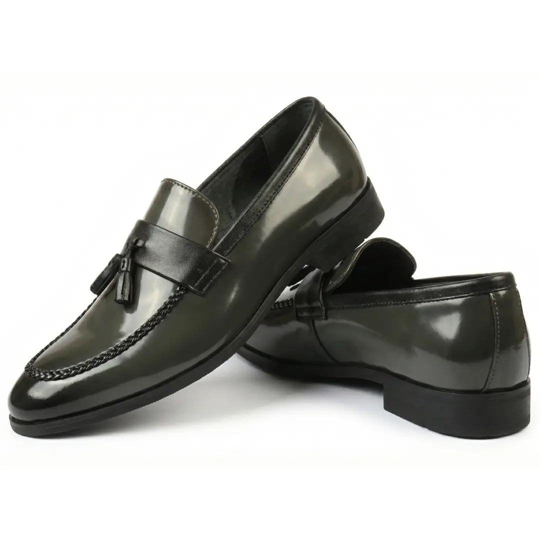 Mocasini slip-on pentru bărbați, cu ciucuri, lucioși