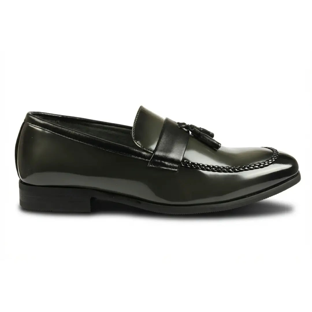 Mocasini slip-on pentru bărbați, cu ciucuri, lucioși