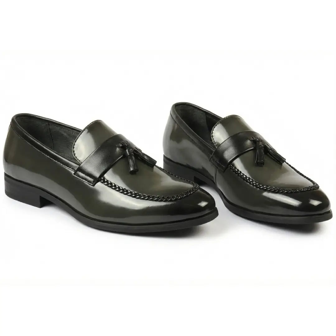 Mocasini slip-on pentru bărbați, cu ciucuri, lucioși