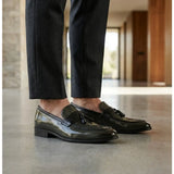 Mocasini slip-on pentru bărbați, cu ciucuri, lucioși