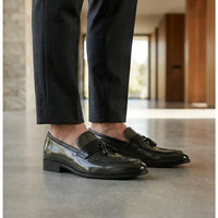 Mocasini slip-on pentru bărbați, cu ciucuri, lucioși