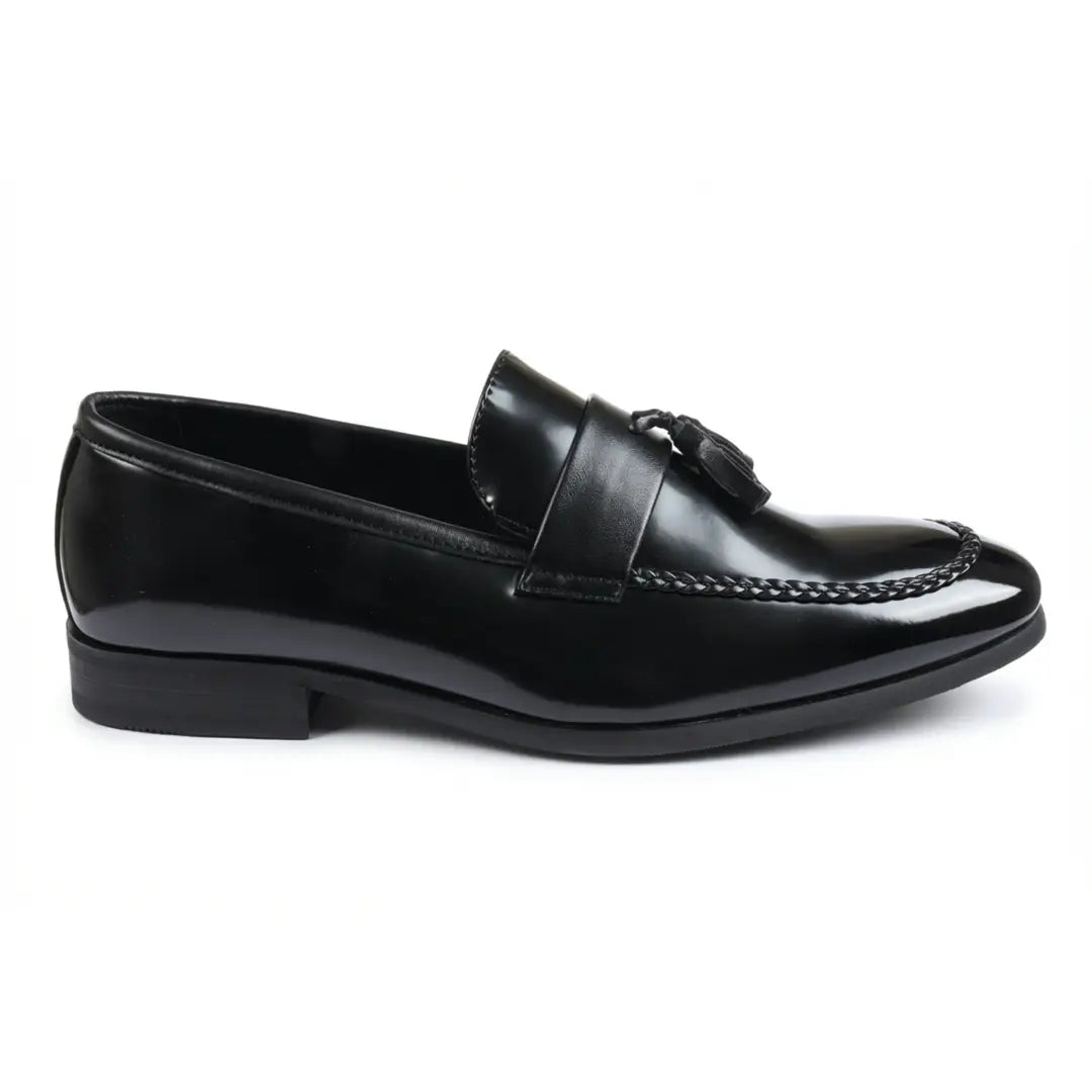 Mocasini slip-on pentru bărbați, cu ciucuri, lucioși