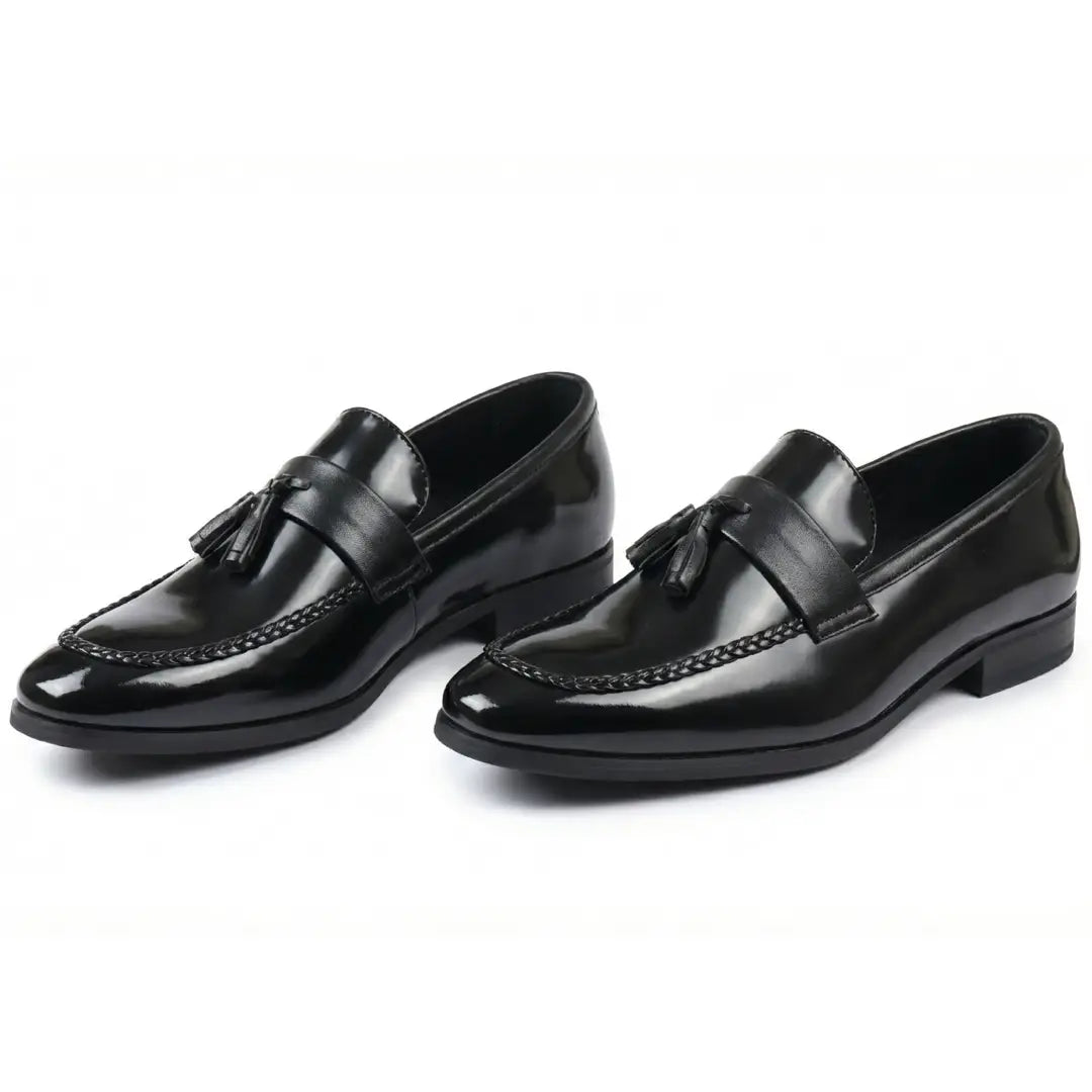 Mocasini slip-on pentru bărbați, cu ciucuri, lucioși