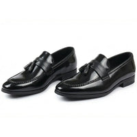 Mocasini slip-on pentru bărbați, cu ciucuri, lucioși