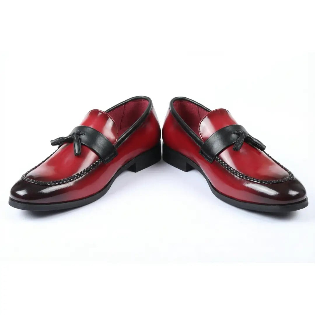 Mocasini slip-on pentru bărbați, cu ciucuri, lucioși
