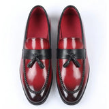Mocasini slip-on pentru bărbați, cu ciucuri, lucioși