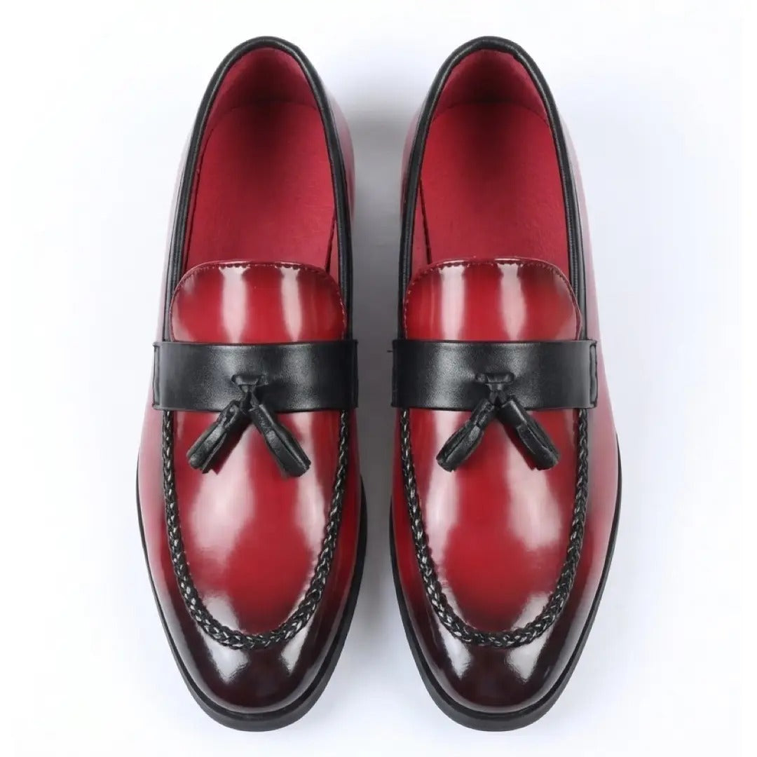 Mocasini slip-on pentru bărbați, cu ciucuri, lucioși