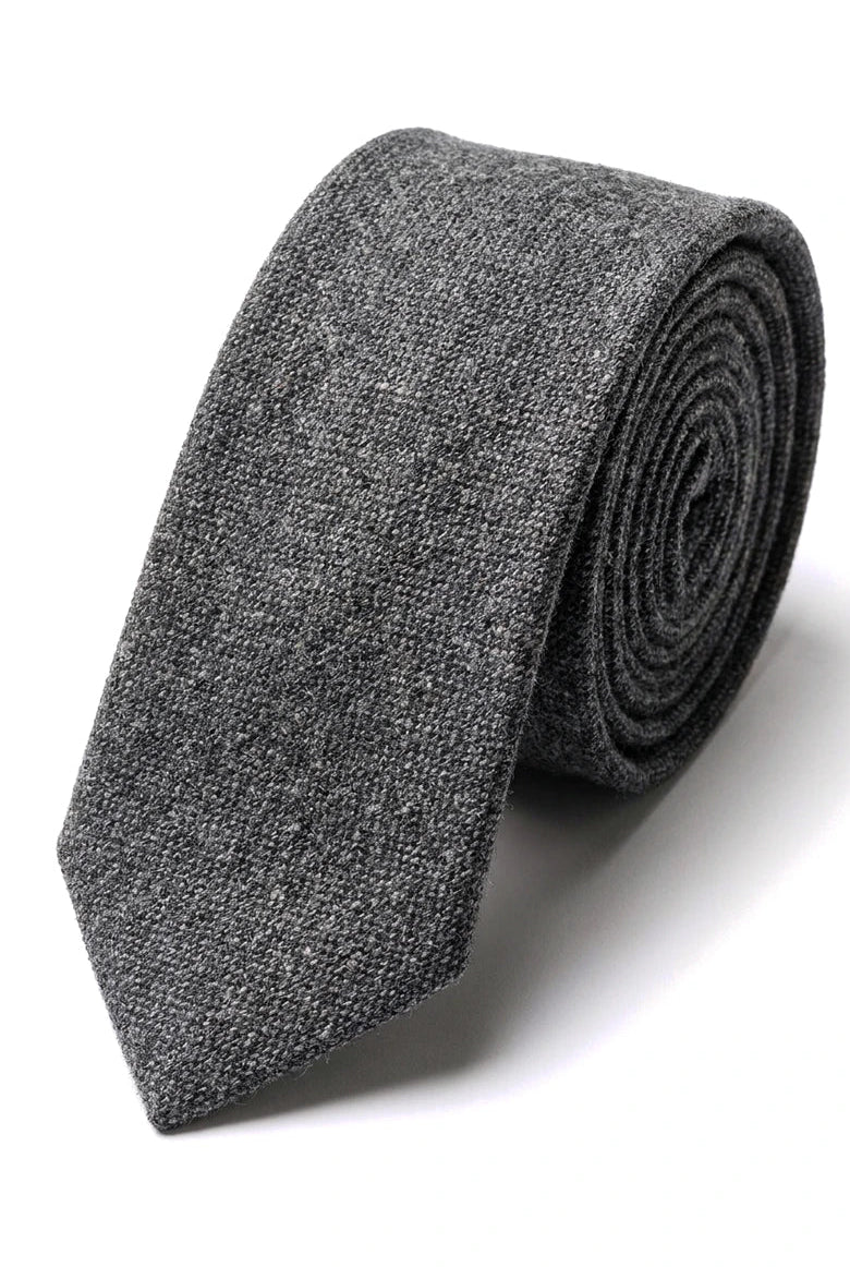 Set cravată și batistă bărbătească - Tweed gri STZ23, mărime universală