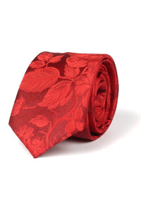 Set cravată bărbătească cu buzunar pătrat, cravată formală cu imprimeu floral - Roșu