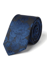 Set cravată bărbătească cu buzunar pătrat, cravată formală cu imprimeu floral - bleumarin