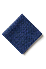Set batistă bărbătesc cu cravată albastră din tweed, model clasic British Heritage din lână, model herringbone