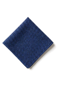 Set batistă bărbătesc cu cravată albastră din tweed, model clasic British Heritage din lână, model herringbone