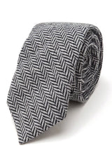 Set batistă bărbătesc cu cravată gri din tweed, model clasic British Heritage din lână, model herringbone