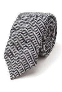 Set batistă bărbătesc cu cravată gri din tweed, model clasic British Heritage din lână, model herringbone