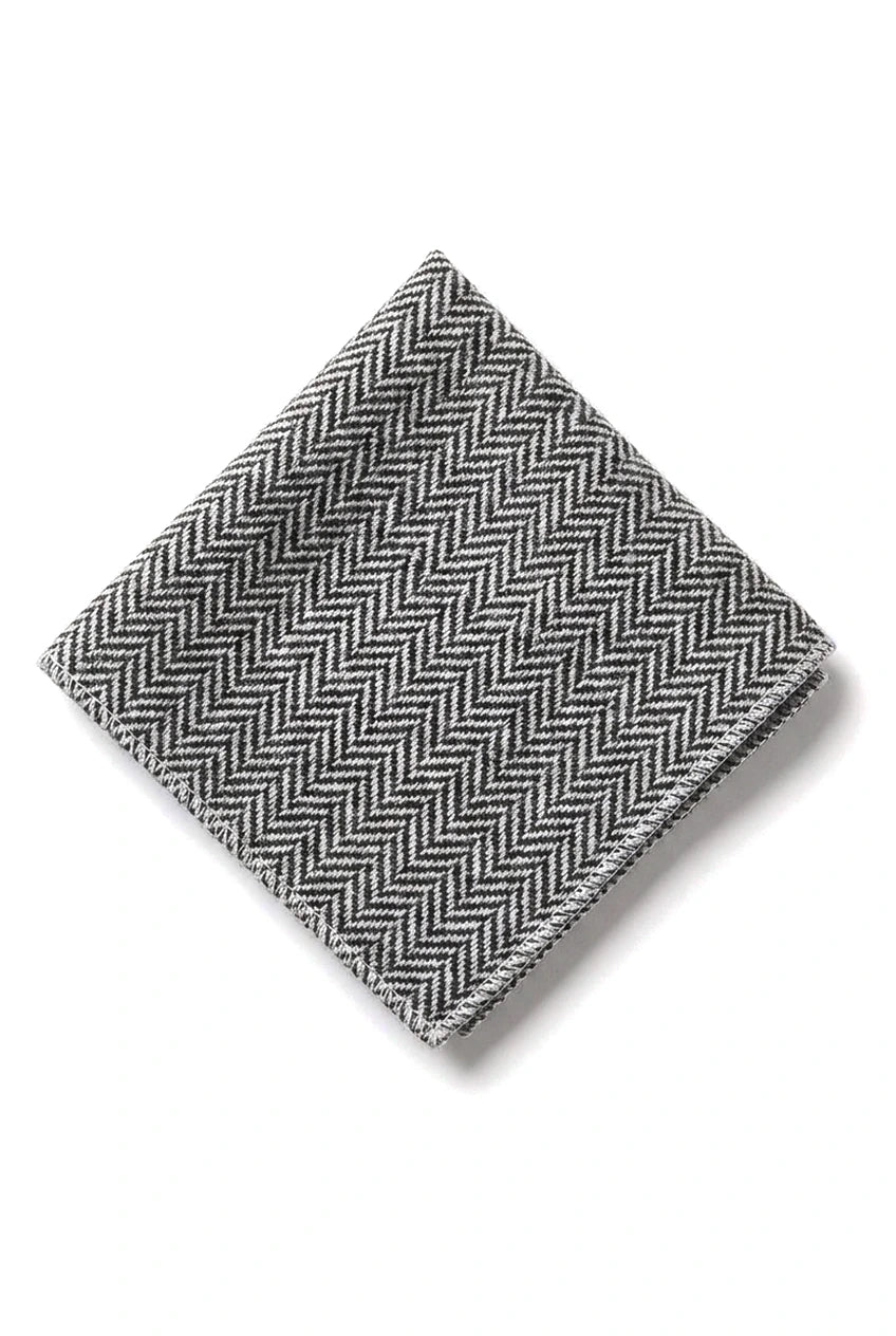Set batistă bărbătesc cu cravată gri din tweed, model clasic British Heritage din lână, model herringbone