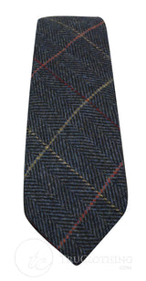 Mens Tweed Herringbone Textured Marc Darcy Ties Classic Vintage Retro Eton Navy Blue