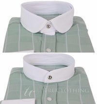 Mens Vintage Check Pattern Shirt with Removable Collar