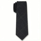 Cravată bărbătească din amestec de lână, model herringbone, din tweed, în carouri - bleumarin