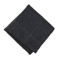 Cravată bărbătească din amestec de lână, model herringbone, din tweed, în carouri - bleumarin