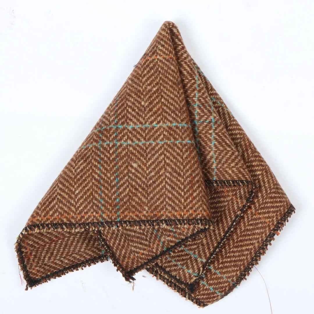 Cravată bărbătească din amestec de lână cu model herringbone din tweed - Stejar