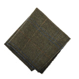 Cravată bărbătească din amestec de lână cu model herringbone din tweed - măsliniu