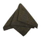 Cravată bărbătească din amestec de lână cu model herringbone din tweed - măsliniu