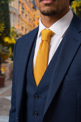 Cravată tricotată galbenă pentru bărbați