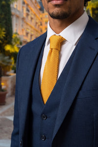 Cravată tricotată galbenă pentru bărbați