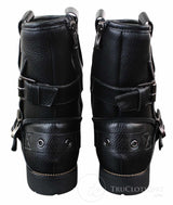 Mens Zip Punk Rock Goth Emo Ankle Boots Brown Black Leather Buckle