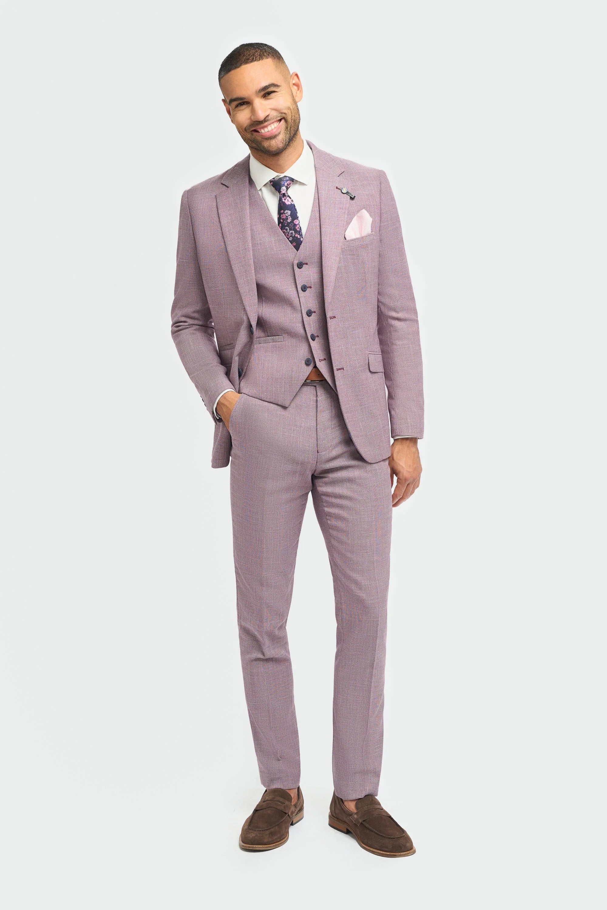 Miami - Sacou de vară roz slim fit pentru bărbați