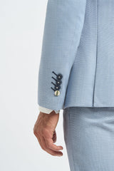 Costum bărbătesc din 3 piese, albastru deschis, de vară, din in, croială croită, pentru nuntă, bal, clasic