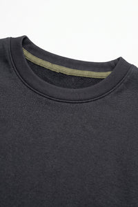 Tricou bărbătesc bleumarin închis, croială relaxată, cu margini brute, guler rotund din amestec de bumbac