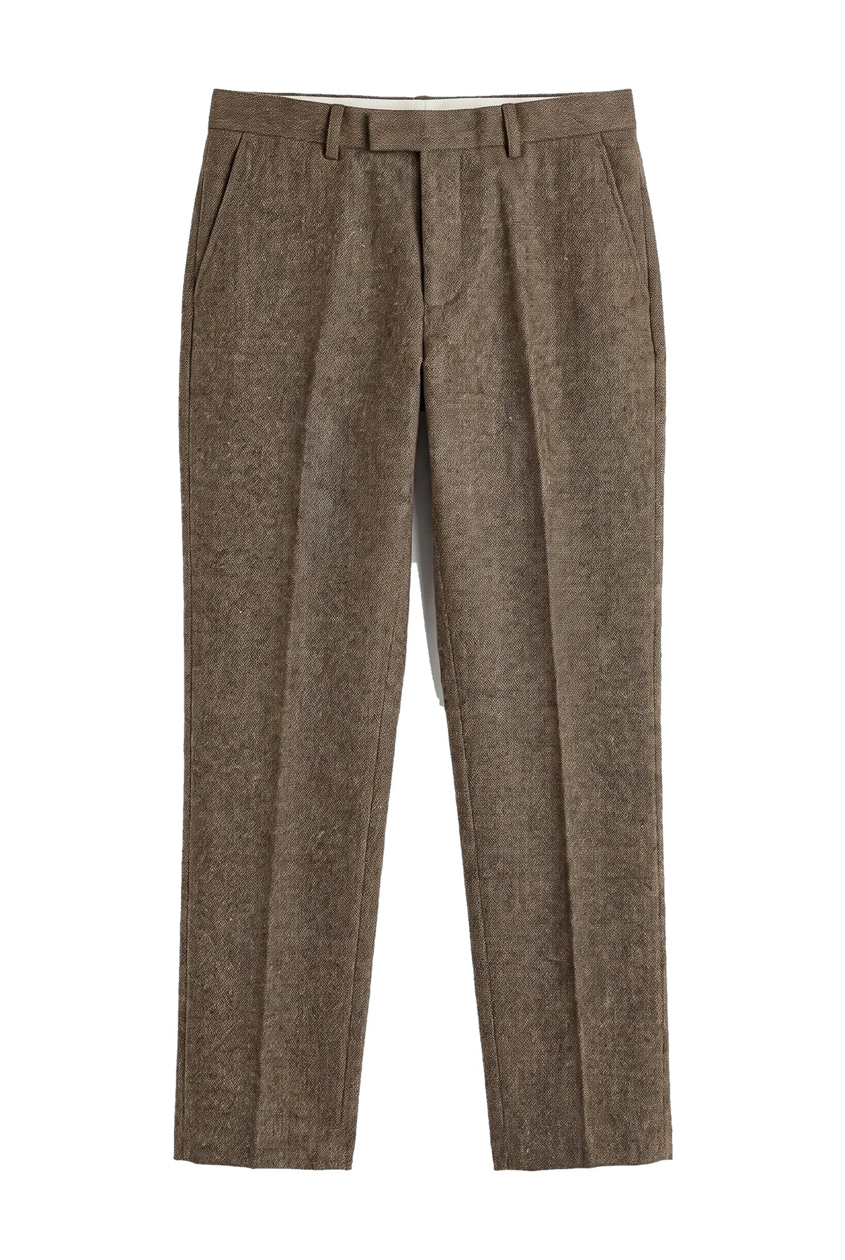 Oscar - Pantaloni bărbătești din amestec de lână maro din tweed