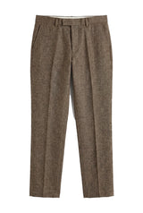 Oscar - Pantaloni bărbătești din amestec de lână maro din tweed