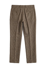 Oscar - Pantaloni bărbătești din amestec de lână maro din tweed