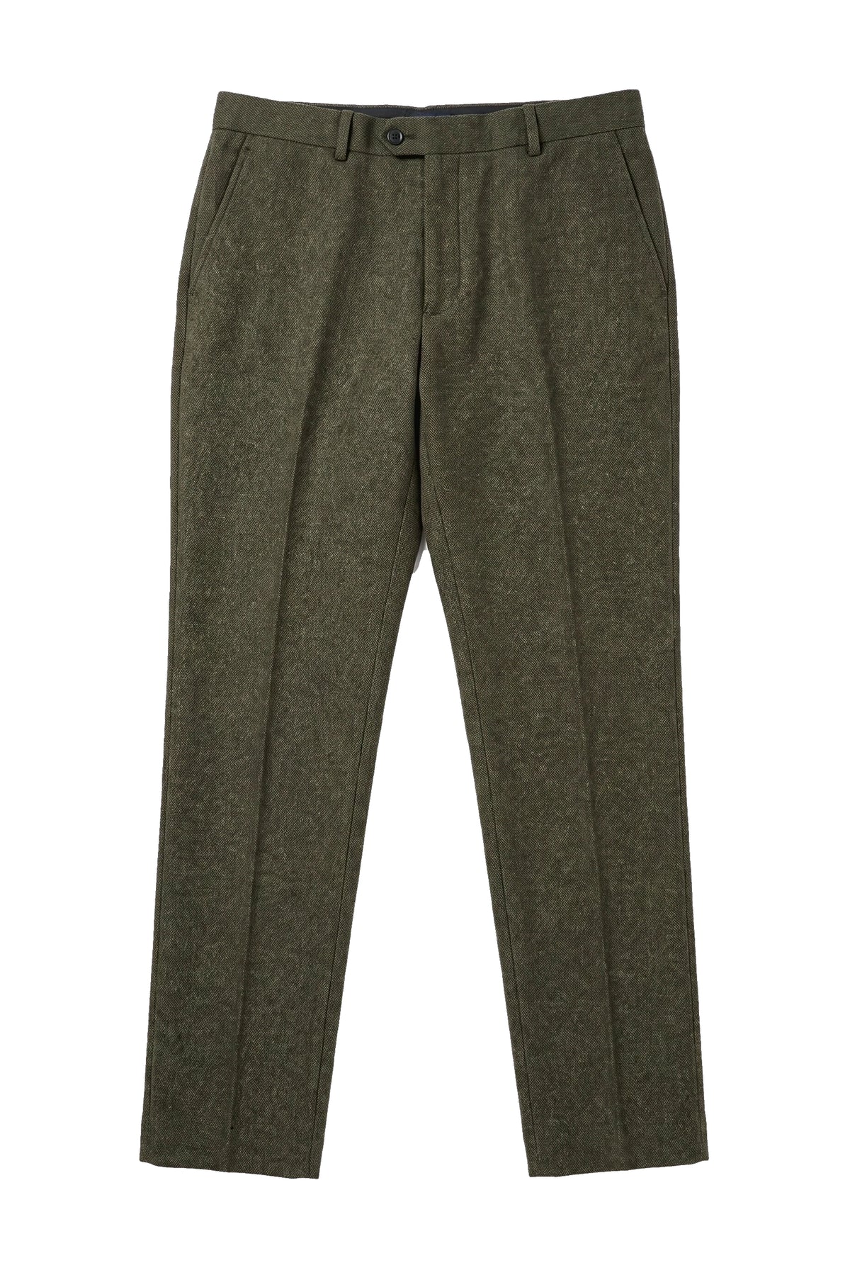 Oscar - Pantaloni bărbătești din tweed din amestec de lână verde măsliniu