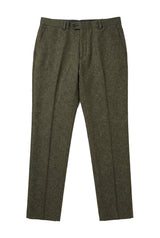 Oscar - Pantaloni bărbătești din tweed din amestec de lână verde măsliniu