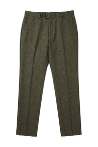 Oscar - Pantaloni bărbătești din tweed din amestec de lână verde măsliniu